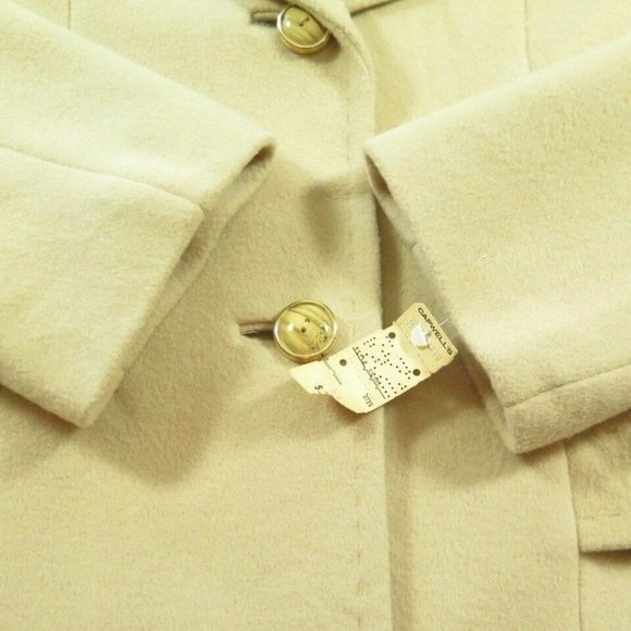 Vintage 70s Cashmere Over Coat L Champagne Pockets - Picture 11 of 11